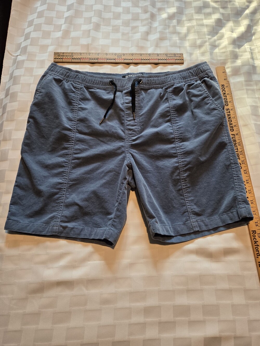 Ezekiel Blue Drawstring Shorts Corduroy Texture Casual Summer Shorts